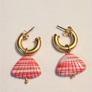 Madewell Gold and Red Shell Earrings